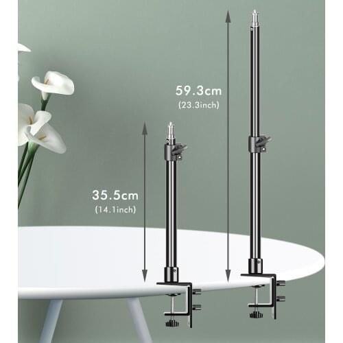 SH Adjustable Tabletop Bracket Stand With 1/4" Ball Head Desktop C-clamp Light Stand For DSLR Camera, Ring Light, Video Monitor