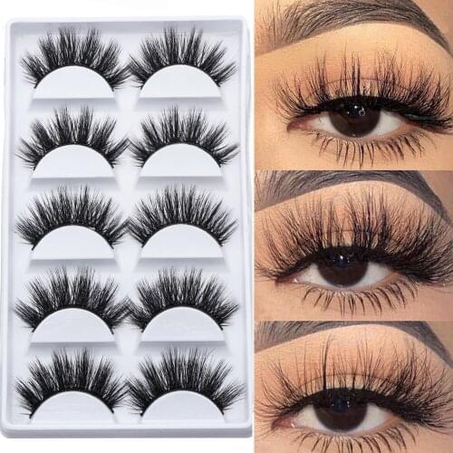 5Pairs Faux Mink Eyelashes Makeup False Lashes Dramatic Long Volume Eyelash Extension Natural Makeup 3D Mink Cilios Maquiagem