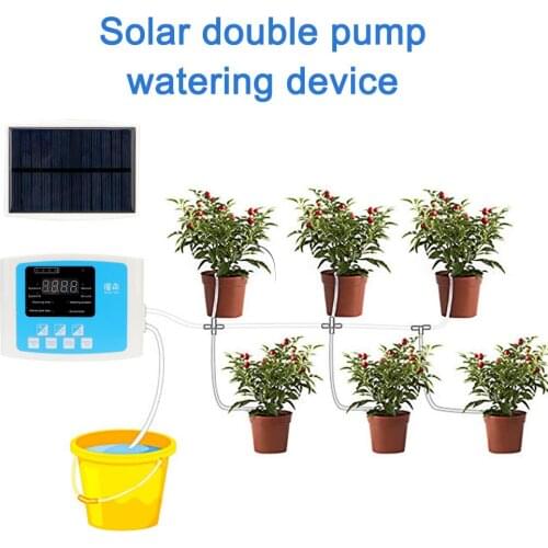 Automatic Watering Device Solar Energy Drip Irrigation System USB Charging Water Timer Double Pump Garden Self-Watering Kit