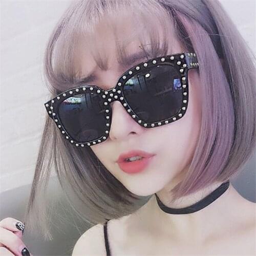 KRMDING Fashion trend crystal side sunglasses female retro brand designer square glasses large diamond sunglasses female UV400