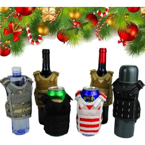 Tactical Christmas Beer Bottle beer vest Cover Military Mini Molle Vest Personal Bottle Drink Set Adjustable Shoulder Straps