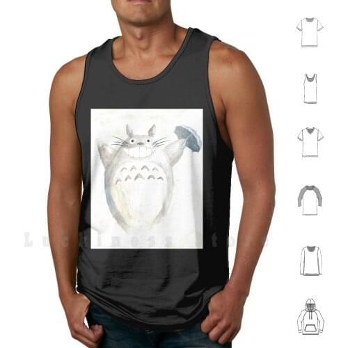 Totoro tank tops vest 100% Cotton Studio Ghibli Ghibli Miyazaki Hayao Miyazaki Anime Animation Watercolors Fanart Japanese