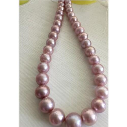 Gorgeous 12-14mm AAA round lavender pearl necklace 18inch 36"