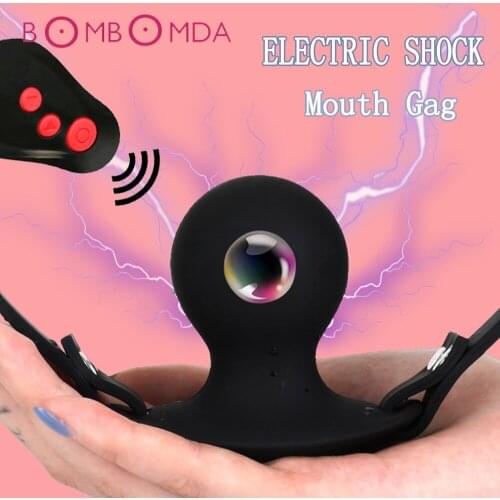 Electric Shock Mouth Gag Vibrators For Women Gag Ball BDSM Bondage Restraints Oral Open Mouth Plug Sex Toy For Women Accessories