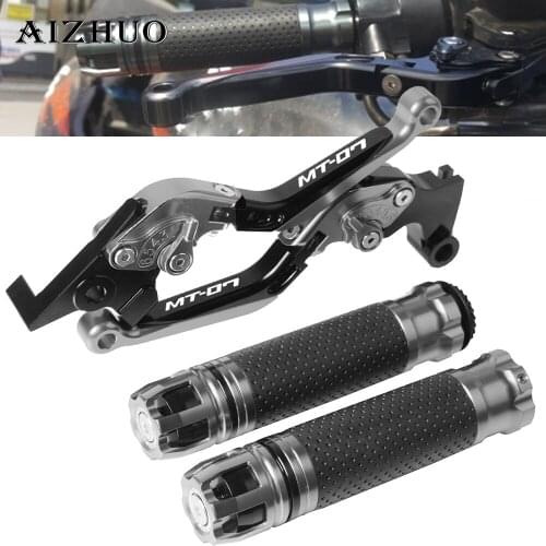 Motorcycle Brake Clutch Lever Extendable+Handle Grips Handlebar For YAMAHA MT07 FZ-07 MT 07 MT-07 2014-2020 2015 2017 2018 2019