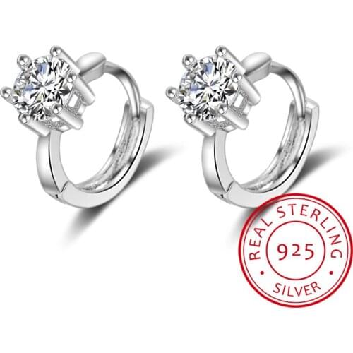 925 Sterling Silver Earrings Six Claw Zirconia Heart Arrow Round Hoop Earrings For Women Best Gift S-e184