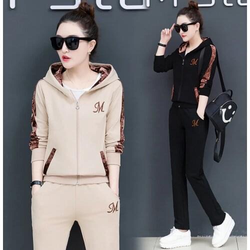 Female hoodie 3 Piece Set Women Set Outfits Suit Fashion Pants Set Tracksuits Korea plus size lounge wear fall clothes 2020