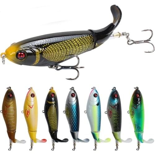 1PCS 13G/10CM With Propeller Topwater Fishing Lure Artificial Bait Hard Plopper Soft Rotating Tail Fishing Tackle Geer