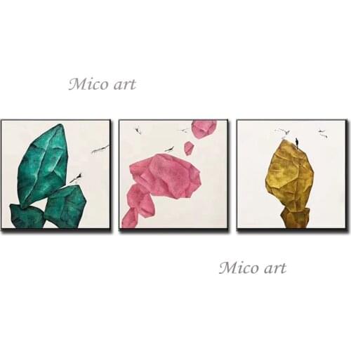 New Design 3PCS Cartoon Stone Picture Art Oil Painting Handmade Canvas Wall Art Home Decoration Unframed Piece For Living Room