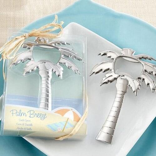 100pcs "Palm Breeze" Chrome Palm Tree Beer Bottle Can Opener Wedding Bridal Favor Gift Christmas Gifts