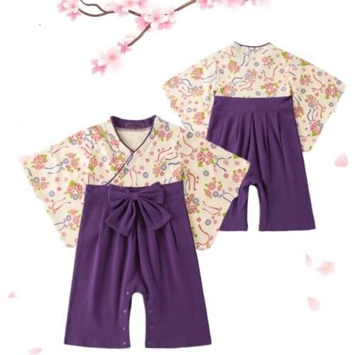 2PCS Baby Boys Clothes Japanese Style Kids Romper Retro Bathrobe Uniform Infants Pajamas Long Sleeve Printed Kimono A211