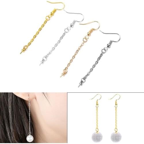 20pcs Metal Iron Gold Silver Color Earring Hooks Wire With Eyepins Eye Pins Connector Diy Earring Findings Jewelry Accessories