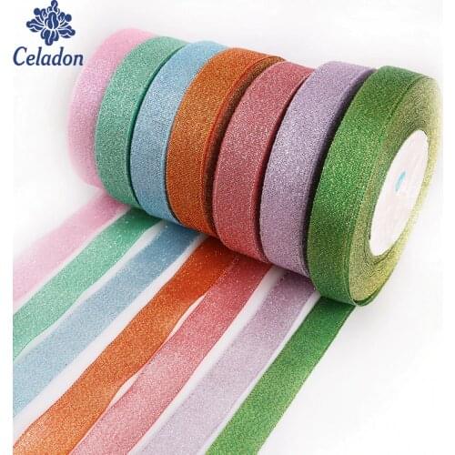 25yard 20MM Metallic Glitter Organza Ribbon For DIY Bow Decorative Sewing Accessories Crafts Gift Packing