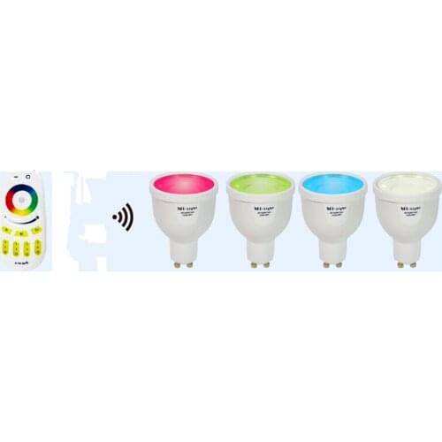 4pcs 4W 2.4Ghz RGBW GU10 LED spotlight + 1piece 2.4Ghz -zone RGBW touch remote(Mi-Light)