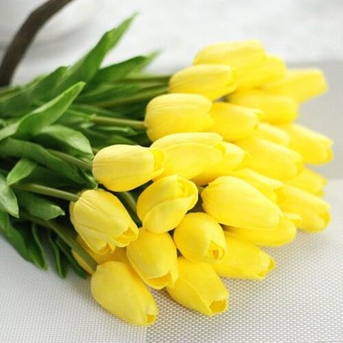 5Pcs beauty Real touch flowers latex Tulips flower Artificial Bouquet Fake flower bridal bouquet decorate flowers for wedding