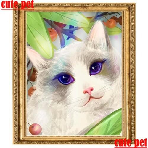 5d Art painting diamond Purple Eyed Cat painting Diy diamond embroidery cross stitch decorative painting full diamond Mosaic