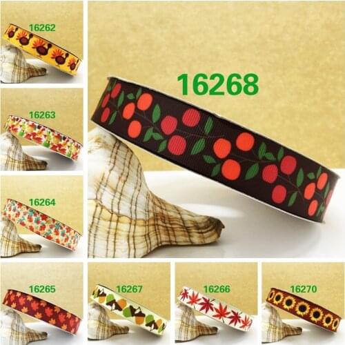 Free shipping 2017 new arrival 50yards cartoon thanksgiving day printed grosgrain ribbons 16268