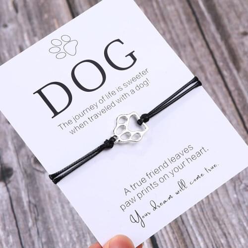 Dog Wish Bracelet You Are Pawsome Paw Print Bracelet Best Friend Dog Charm Bracelet Dog Animal Jewelry for Dog Lover Gift