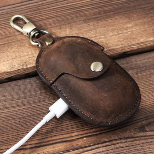 Earphone Cases For Samsung Galaxy Buds Plus Case Genuine Leather Box With Carabiner Cover