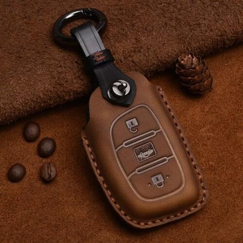Genuine Leather Car Key Cover key Case For Hyundai i30 Ix35 KONA Encino Solaris Azera Grandeur Ig Accent Santa Fe 2017 2018 2019