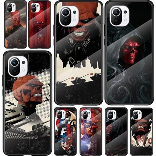 Tempered Glass Cover Captain America villain Red Skull For Xiaomi Mi 11 11i 10T CC9E CC9 9T Note 10 Ultra Pro Lite 5G Phone Case