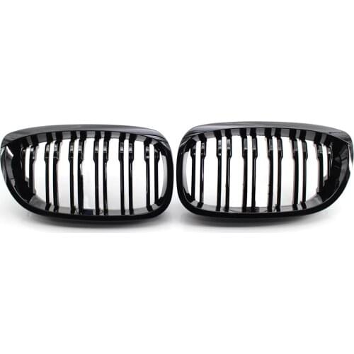 Gloss Black Dual Slat Front Kidney Grille Fits BMW E46 LCI Facelift Coupe 02-05