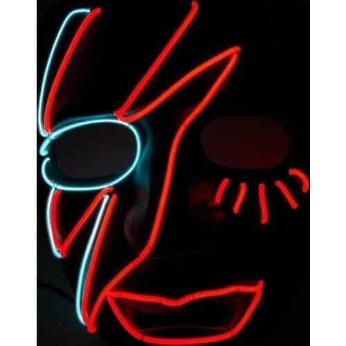 Halloween Lightning Scar Face Mask Light Up EL Wire Mask For Cosplay Party