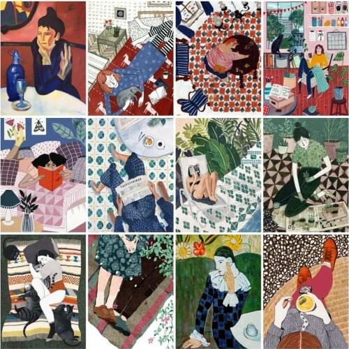 HUACAN Girl Picture By Numbers Figure Home Decoration Paint By Number Cartoon Acrylic Unique Gift Drawing On Canvas