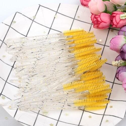 Good Quality Disposable 5-50 Pcs Crystal Eyelashes Makeup Brushes Gorgeous Diamond Handle Mascara Wands Eyelash Extension Tools