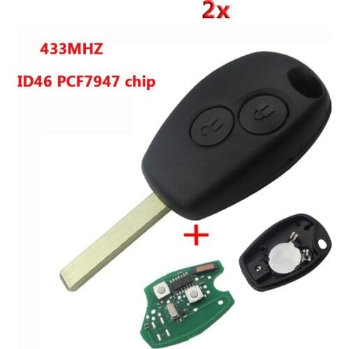 2PCS/lot Remote Car Key 433Mhz PCF7947 ID46 Chip For Renault Duster Modus Clio 3 Twingo DACIA Logan Sandero Wholesale Discount