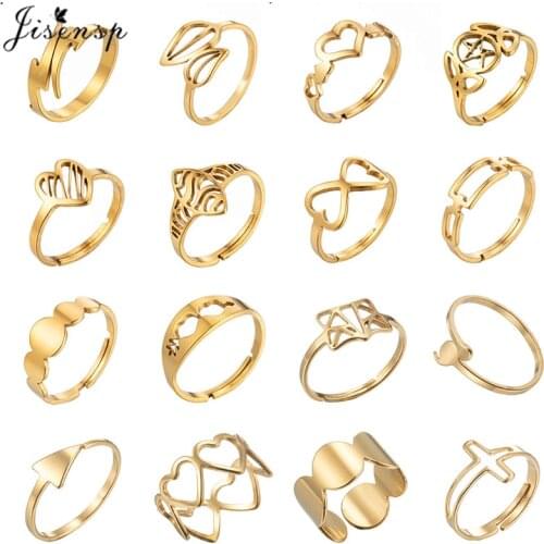 New Hip-hop Punk Stainless Steel Gold Rings for Women Men Vintage Heart Infinity Circle Cross Finger Ring Couple Fashion Jewelry