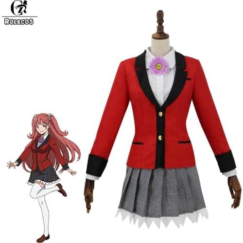 ROLECOS Anime Kakegurui Cosplay Costume Yumemi Cosplay Costume Compulsive Gambler Cosplay School Uniform Women Halloween Costume