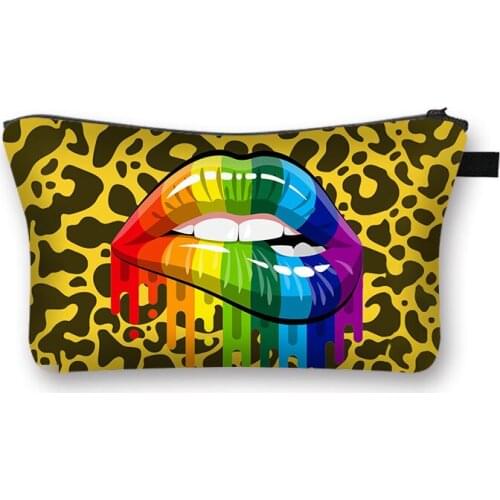 Red Lip Makeup Bags With Multicolor Girls Cosmetics Pouchs For Travel Ladies Pouch Women Cosmetic Bag