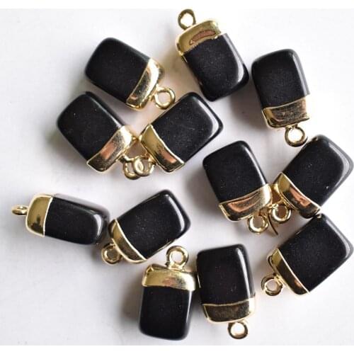 Natural Stone Square Pendants white Painting Natural Obsidian Pendant Fit Necklace Jewelry Making 12pcs/lot Wholesale free