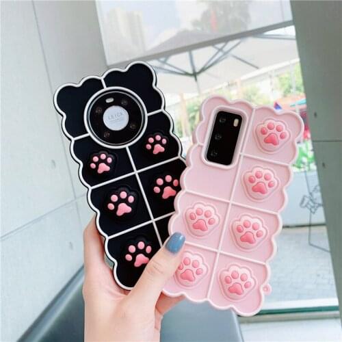Cute Cartoon Cat Paw Stress Reliever Case For Vivo Y19 X27 X30 X50 X60 Pro S5 S6 S7 S9 Y70S Y73S Y20 Y52S Y31S IQOO NEO 3 5 Z1X