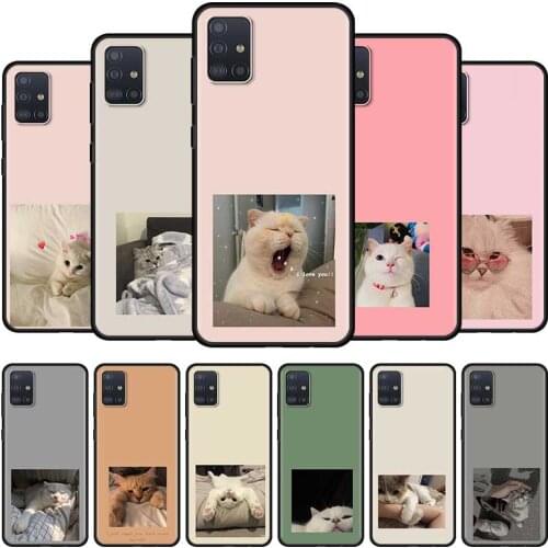 Cute cat fashion Phone Case for Samsung Galaxy A51 A71 A21s A12 A31 A41 A32 A02s A11 A72 A52 A42 5G A01 A91 Soft Cover Coque