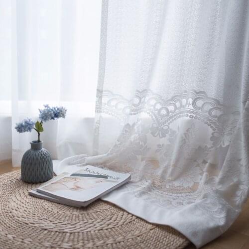 Slow Soul Palace Wall Curtain Modern Simple Chinese Pure Jacquard Floral Curtains Tulle For Living Room Kitchen Bedroom Door
