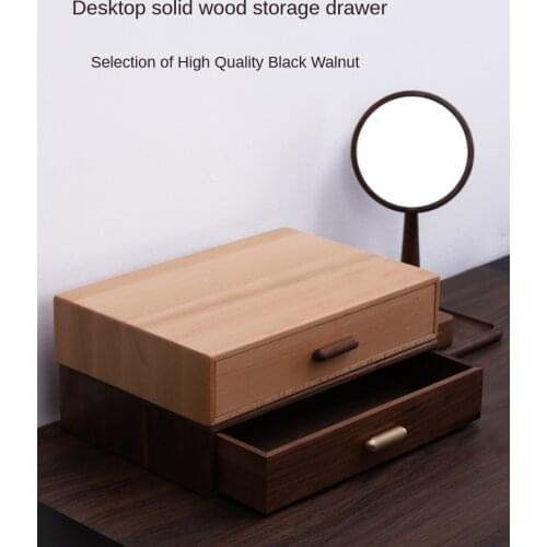 Japanese-style solid wood desktop storage box drawer type multi-layer office A4 paper file sundries cosmetics desk rack