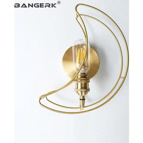 Nodern Design Loft Wall Sconce Lighting Iron Brass Stars Moon LED Wall Light Vintage Edison Bedside Wall Lamp Home Decor