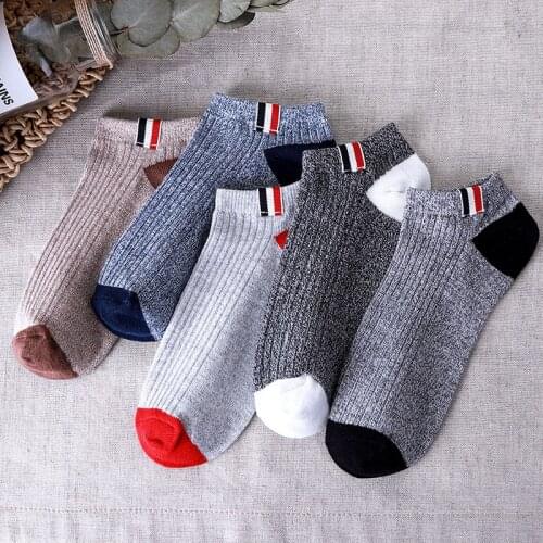 2019 New Men Socks Contrast Color Casual Ankle Socks Cotton for Mens Business Short Socks Male Sock Slippers Meias 5 Pairs