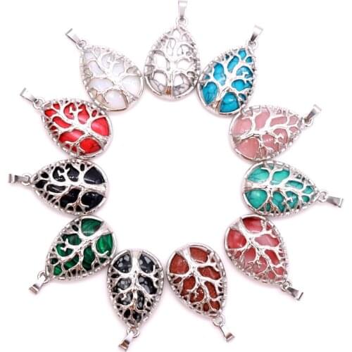 Wholesale 10pcs/lot Fashion Jewelry DIY Accessories 37x24mm Multi Colors Metal Semi-Precious Stones Pendants Chinese Trendy Bead