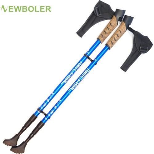 1/ 2Pcs Hiking Walking Sticks Anti Shock Trekking Poles Nordic Walking Cane Aluminum Telescopic Camping Hiking Poles Crutches