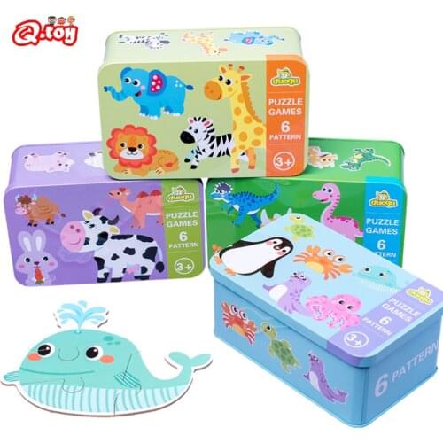 Infant Early Education Jigsaw Puzzle 1-2-3-Year-Old Cognitive Matching Educational Jigsaw Puzzle Toy Flower Interest Iron Box La