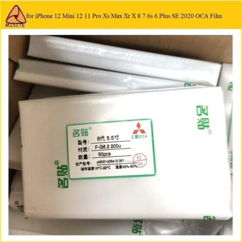 50Pcs OCA Optical Film Adhesive for iPhone 12 Mini 12 11 Pro Xs Max Xr X 8 7 6s 6 Plus SE 2020 OCA Glue Film Touch Glass Lens