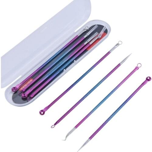 Rose Gold 4pcs/set Blackhead Comedone Acne Pimple Belmish Extractor Vacuum Blackhead Remover Tool Spoon for Face Skin Care Tool