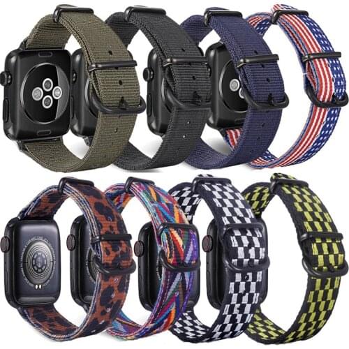 Nylon Sport Strap for Apple Watch iwatch 6 5 4 3 2 1 SE 38mm 42mm 40mm 44mm Colorful Canvas Men Women Replacement Wrist Band