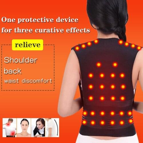 Self-Heating Vest 40-Magnetic Therapy Shoulder Back Abdomen Waist Support Brace Posture Corrector for Men Women Pain Relief