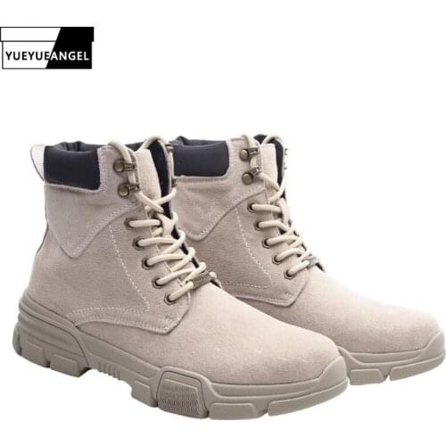 Autumn Winter Fleece Warm Men Military Ankle Boots Large Size Genuine Leather Shoes Lace Up Boots 2019 New Brand Safety Shoes