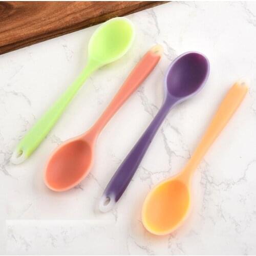Silicone Spoon Tableware Colorful Heat Resistant Easy To Clean Non-stick Rice Spoons Cooking Kitchen Tools Kitchenware Spoon