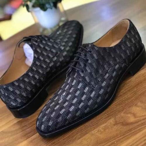 Sipriks New Style Real Stingray Skin Shoes MenS Luxury Handmade Goodyear Welted Dress Shoes Unique Boss Derby Business Casual